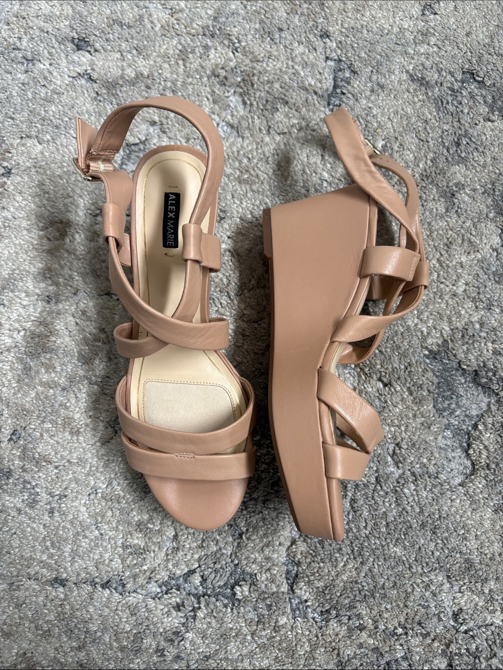 Alex Marie Nude Tan Wedge Sandals